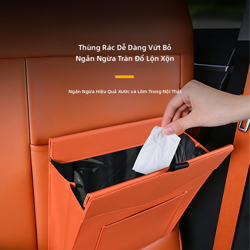 SEAMETAL Leather Xe Thùng Rác Có Thể Từ Ghế Sau Treo Ẩn Túi Bảo Quản Nội Thất Xe Tổ Chức Sáng Tạo Phụ Kiện Xe Hơi