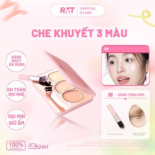 [BÁN SẢN PHẨM MỚI] Bảng che khuyết điểm ba màu sắc làm đẹp lãng mạn Vẻ đẹp lãng mạn cho mắt và mặt Kem che khuyết điểm giúp che và làm sáng quầng thâm Thích hợp cho máng rách