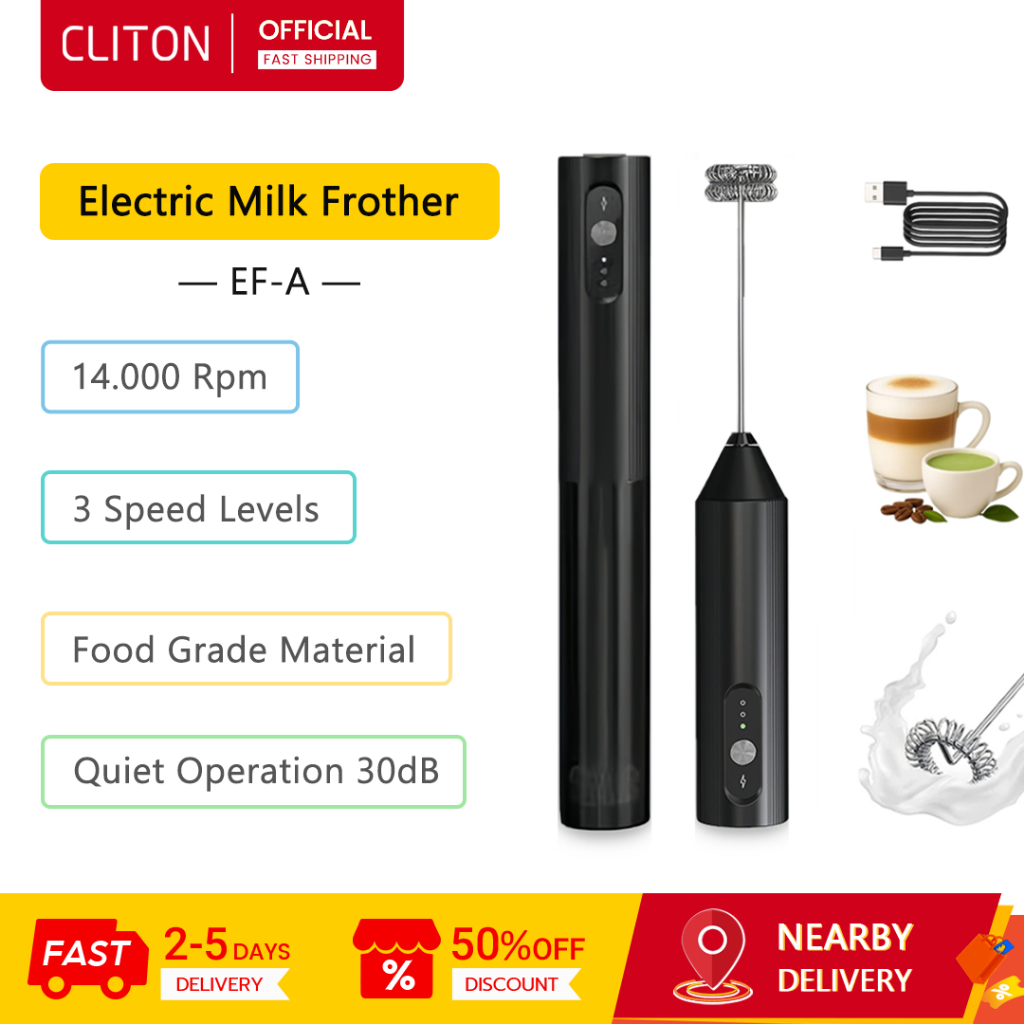 Máy tạo bọt sữa điện Cilton EF-A, 14000 vòng / phút, 3 tốc độ có thể điều chỉnh, tạo bọt nhanh, Máy tạo bọt sữa cầm tay