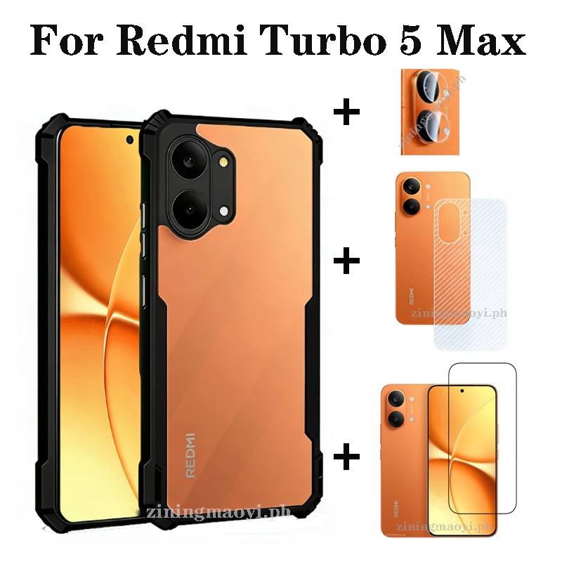 Ốp điện thoại di động chống rơi 4in1 Redmi Turbo 5 Max cho Redmi Turbo 5 4 4Pro Poco F7 X7 Pro X8pro X8Pro Max Phim bảo vệ màn hình + Phim ống kính + Phim mặt sau + Vỏ điện thoại