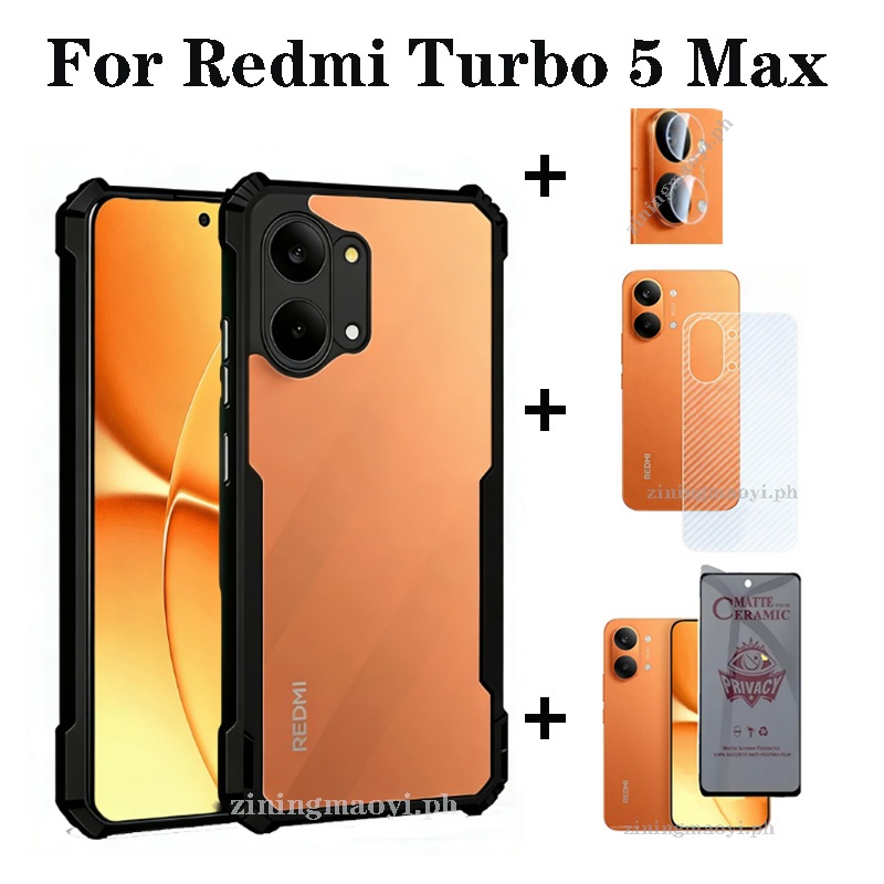 Ốp điện thoại di động chống rơi 4in1 Redmi Turbo 5 Max cho Redmi Turbo 5 4 4Pro Poco F7 X7 Pro X8pro X8Pro Max Phim bảo vệ màn hình + Phim ống kính + Phim mặt sau + Vỏ điện thoại