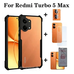 Ốp điện thoại di động chống rơi 4in1 Redmi Turbo 5 Max cho Redmi Turbo 5 4 4Pro Poco F7 X7 Pro X8pro X8Pro Max Phim bảo vệ màn hình + Phim ống kính + Phim mặt sau + Vỏ điện thoại