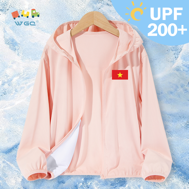 W.G.Q Quần áo chống nắng cho bé trai / bé gái，có chức năng chống nắng UPF200 +，Nhẹ thoáng khí với in cờ Việt Nam