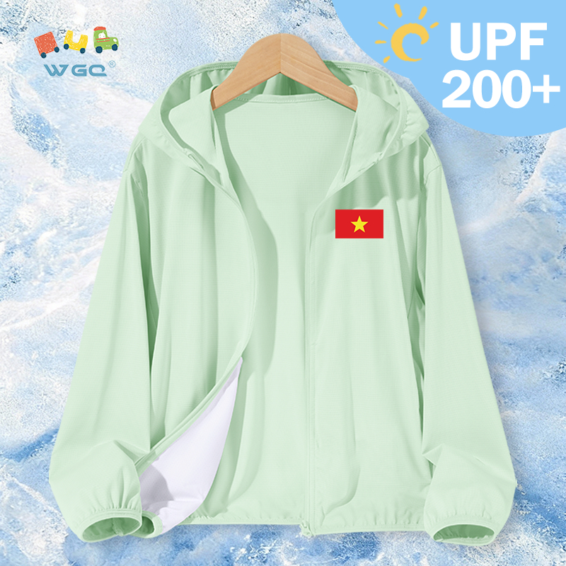 W.G.Q Quần áo chống nắng cho bé trai / bé gái，có chức năng chống nắng UPF200 +，Nhẹ thoáng khí với in cờ Việt Nam