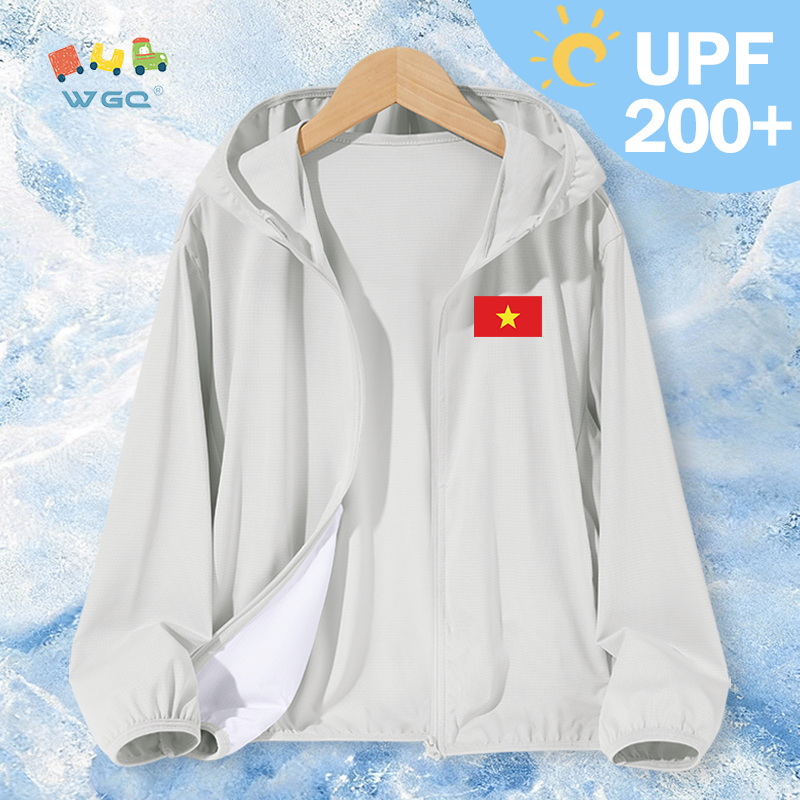 W.G.Q Quần áo chống nắng cho bé trai / bé gái，có chức năng chống nắng UPF200 +，Nhẹ thoáng khí với in cờ Việt Nam