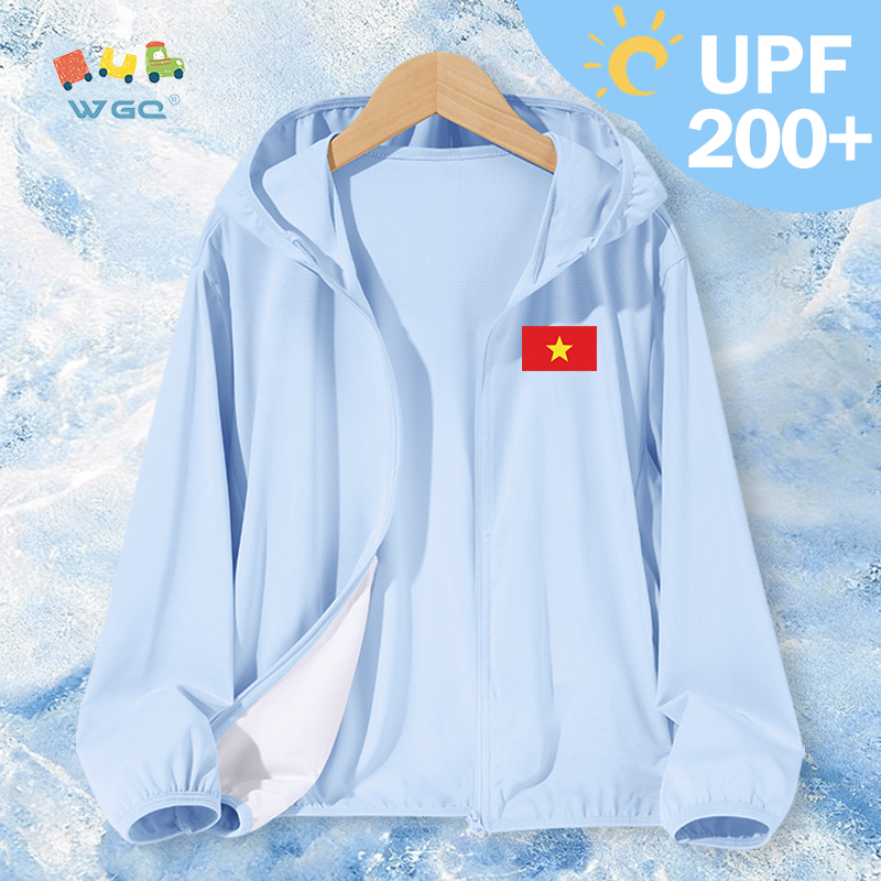 W.G.Q Quần áo chống nắng cho bé trai / bé gái，có chức năng chống nắng UPF200 +，Nhẹ thoáng khí với in cờ Việt Nam