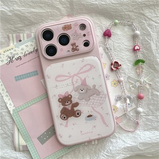 IPhone 17 Pro max 16 Pro max Họa tiết hình gấu hoa Vỏ điện thoại Acrylic materia
