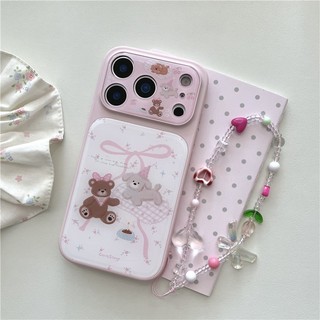 IPhone 17 Pro max 16 Pro max Họa tiết hình gấu hoa Vỏ điện thoại Acrylic materia