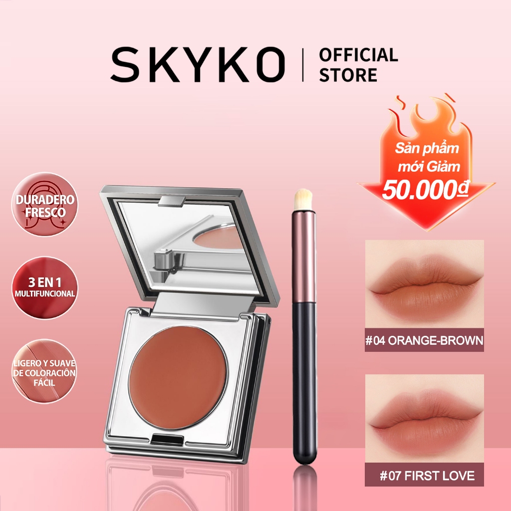 [Môi] SKYKO Son thỏi lì kết hợp Son bóng 3 Trong 1 Cho Blush & Eyes Shadow & Lips 6 Màu Lâu Dài
