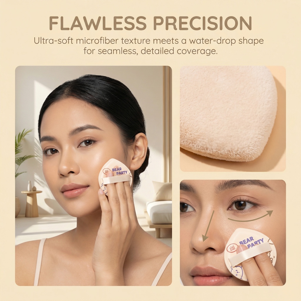 Khá Hộp Quà Tặng Bột Puff Set 1 Chiếc Đóng Hộp Trang Điểm Bọt Biển Che Khuyết Điểm Mềm Mại Co Giãn Cotton Mặt Đế Trang Điểm Dụng Cụ Mỹ Phẩm Puff