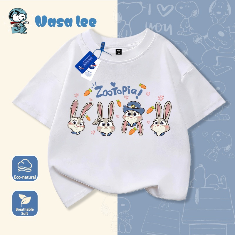 Áo thun tay ngắn trẻ em hợp tác thiết kế Nick & Judy, chất liệu 100% cotton, mẫu mới hè 2026, áo thun cho bé gái từ trung bình đến lớn