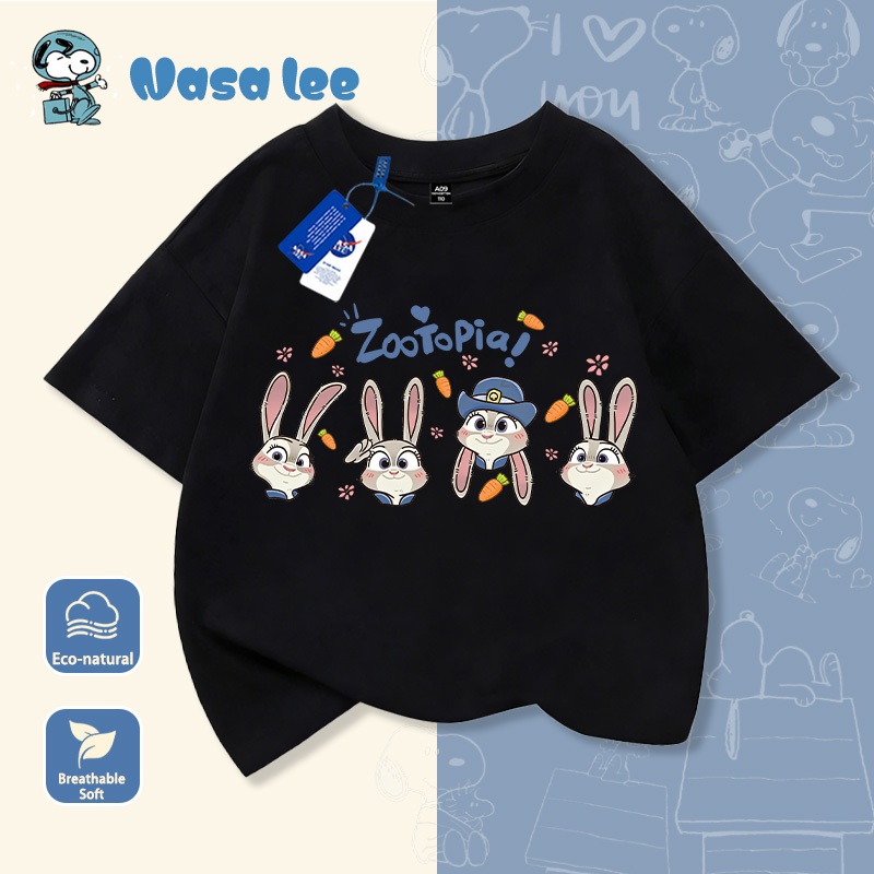 Áo thun tay ngắn trẻ em hợp tác thiết kế Nick & Judy, chất liệu 100% cotton, mẫu mới hè 2026, áo thun cho bé gái từ trung bình đến lớn