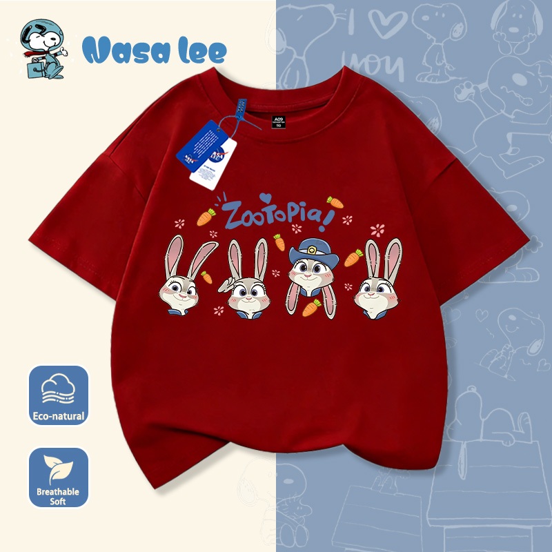Áo thun tay ngắn trẻ em hợp tác thiết kế Nick & Judy, chất liệu 100% cotton, mẫu mới hè 2026, áo thun cho bé gái từ trung bình đến lớn