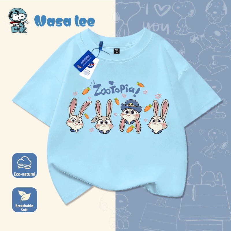 Áo thun tay ngắn trẻ em hợp tác thiết kế Nick & Judy, chất liệu 100% cotton, mẫu mới hè 2026, áo thun cho bé gái từ trung bình đến lớn