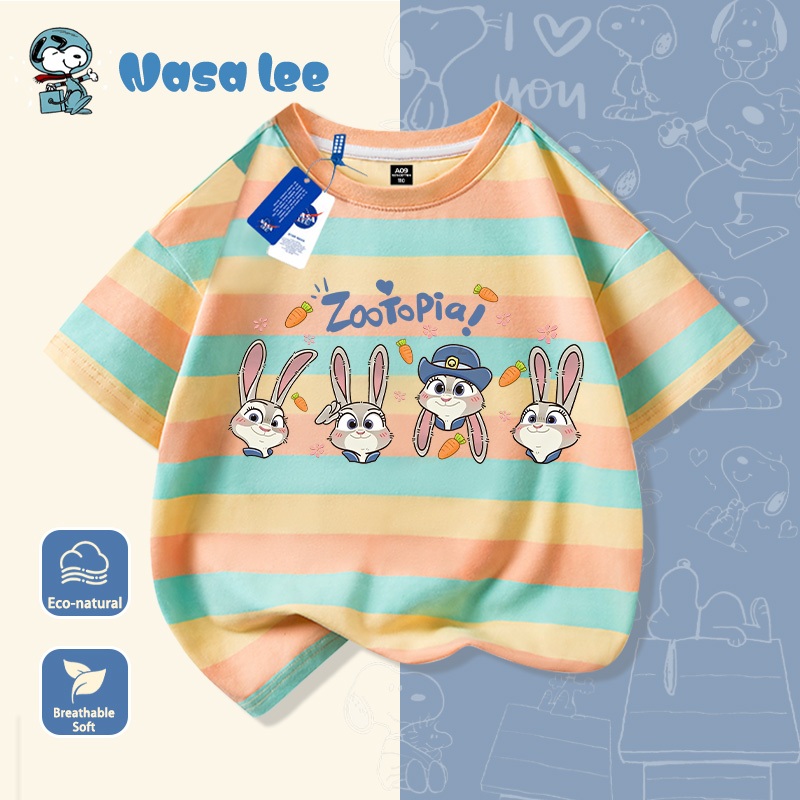 Áo thun tay ngắn trẻ em hợp tác thiết kế Nick & Judy, chất liệu 100% cotton, mẫu mới hè 2026, áo thun cho bé gái từ trung bình đến lớn