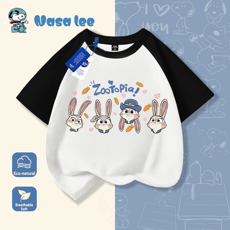 Áo thun tay ngắn trẻ em hợp tác thiết kế Nick & Judy, chất liệu 100% cotton, mẫu mới hè 2026, áo thun cho bé gái từ trung bình đến lớn