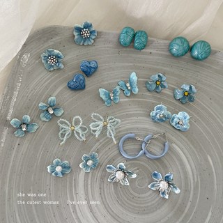 Phong Cách Ngọt Ngào Xanh Nhỏ Giọt Glaze Camellia Bông Tai Niche Thời Trang Sang Trọng Tất Cả Trận Đấu Bông Tai 2026 Phong Cách Mới