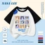 Áo thun Cotton thoáng khí màu trắng cho trẻ em của NASA Plui In hình hợp thời trang bé trai 3-16 tuổi bé gái tay ngắn thông thường