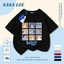 Áo thun Cotton thoáng khí màu trắng cho trẻ em của NASA Plui In hình hợp thời trang bé trai 3-16 tuổi bé gái tay ngắn thông thường