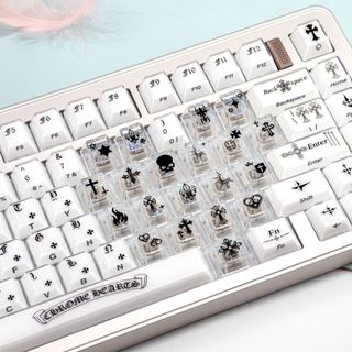 Chrome Hearts Keycaps Trong suốt tỏa sáng qua trái tim Keycap Cherry Profile Chất liệu PC cho bàn phím cơ