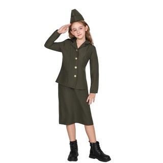 Cô Gái WW2 Quân Đội Trang Phục Trẻ Em Không Quân Phi Công Phù Hợp Với Halloween Trang Phục Trẻ Em Đảng Sách Nhân Vật Ngày Cosplay Trang Phục