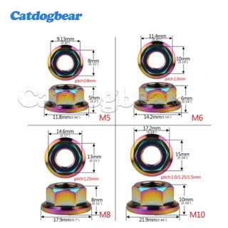 Catdogbear Đai ốc titan đa kích cỡ mặt bích, phù hợp cho xe đạp, xe máy và ô tô