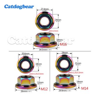Catdogbear Đai ốc titan đa kích cỡ mặt bích, phù hợp cho xe đạp, xe máy và ô tô