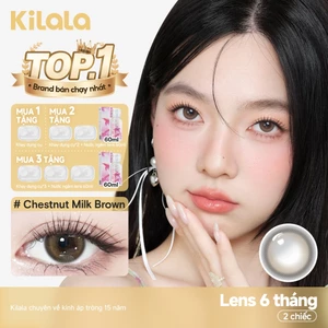 Kính áp tròng Kilala màu nâu Chestnut Milk Brown/Whiskey Brown lens cận 6 tháng DIA 14.2mm có độ (0-8) 1 cặp