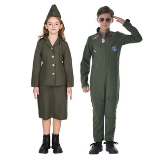 Cô Gái WW2 Quân Đội Trang Phục Trẻ Em Không Quân Phi Công Phù Hợp Với Halloween Trang Phục Trẻ Em Đảng Sách Nhân Vật Ngày Cosplay Trang Phục