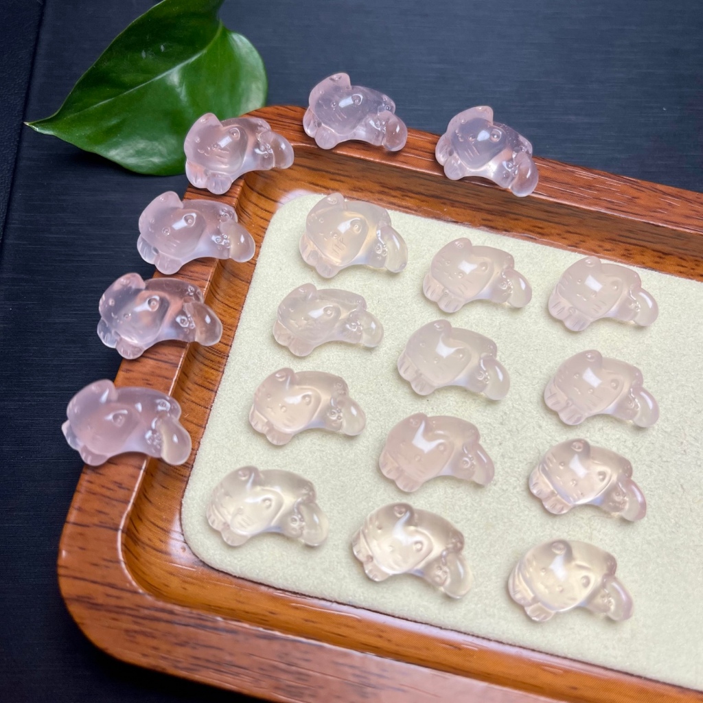 Phụ kiện mèo pha lê màu hồng - Dùng làm mặt dây chuyền hoặc vòng tay