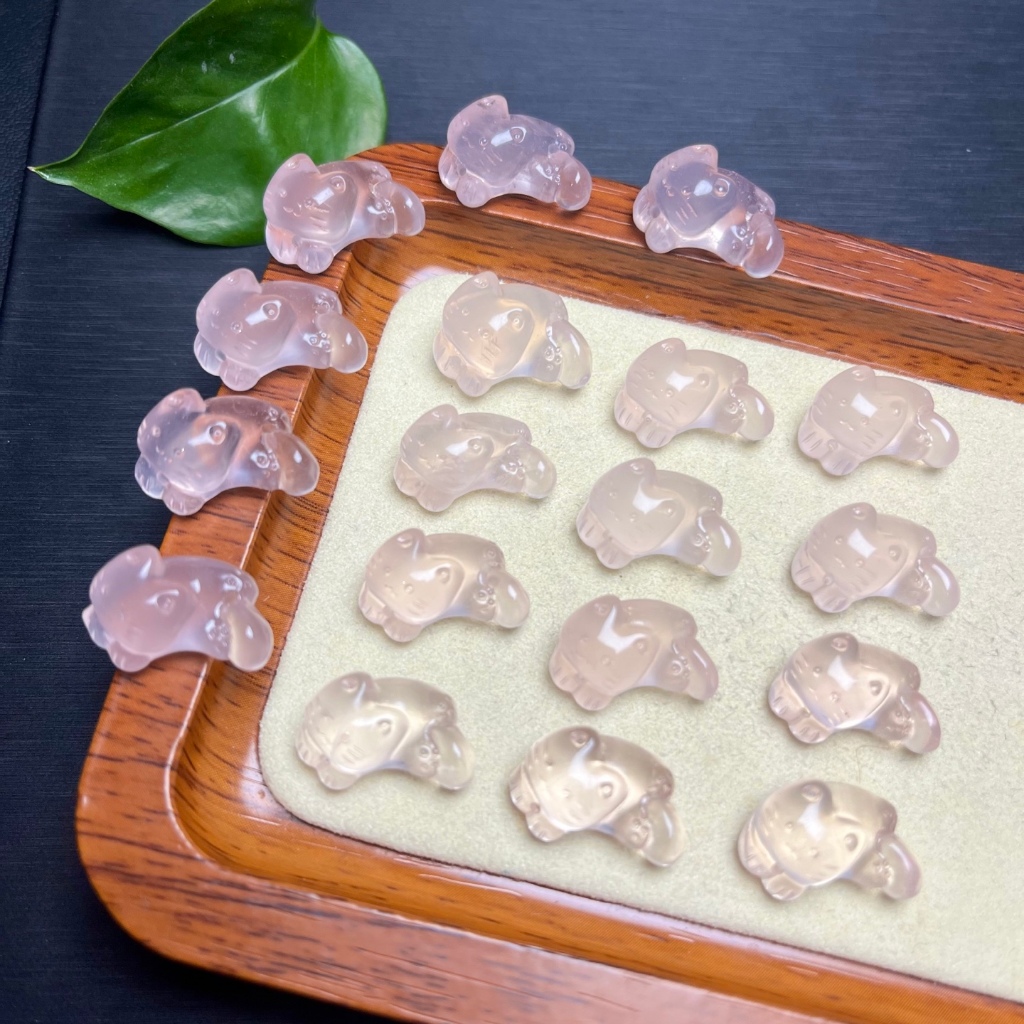 Phụ kiện mèo pha lê màu hồng - Dùng làm mặt dây chuyền hoặc vòng tay