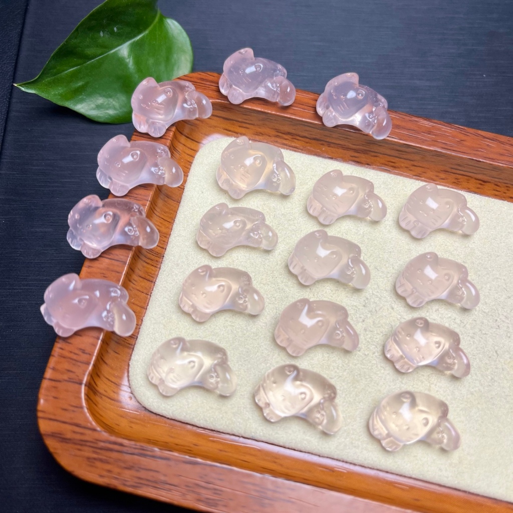 Phụ kiện mèo pha lê màu hồng - Dùng làm mặt dây chuyền hoặc vòng tay