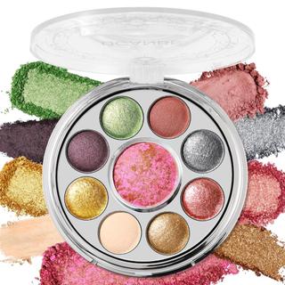 Bảng phấn mắt nướng UCANBE có má hồng, Bảng phấn mắt & phấn mắt màu cao 9 màu, Sắc thái lung linh kim loại lấp lánh có thể pha trộn, Thiết kế nhỏ gọn xoay