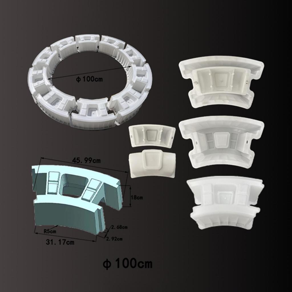 60-200cm DIY Well Maker Khuôn nhựa ABS Mặt đất tròn khối bê tông mô-đun cho hàng rào sân vườn Trang trí xi măng