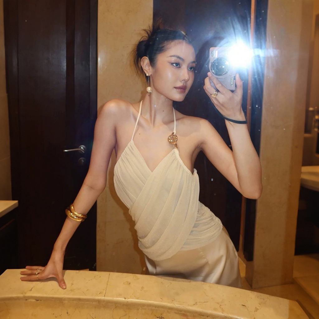 Klalien Camisole Mùa Hè Cổ Chữ V, Thiết Kế Ruched, Khóa Kim Loại - Phù Hợp Đi Biển và Kỳ Nghỉ