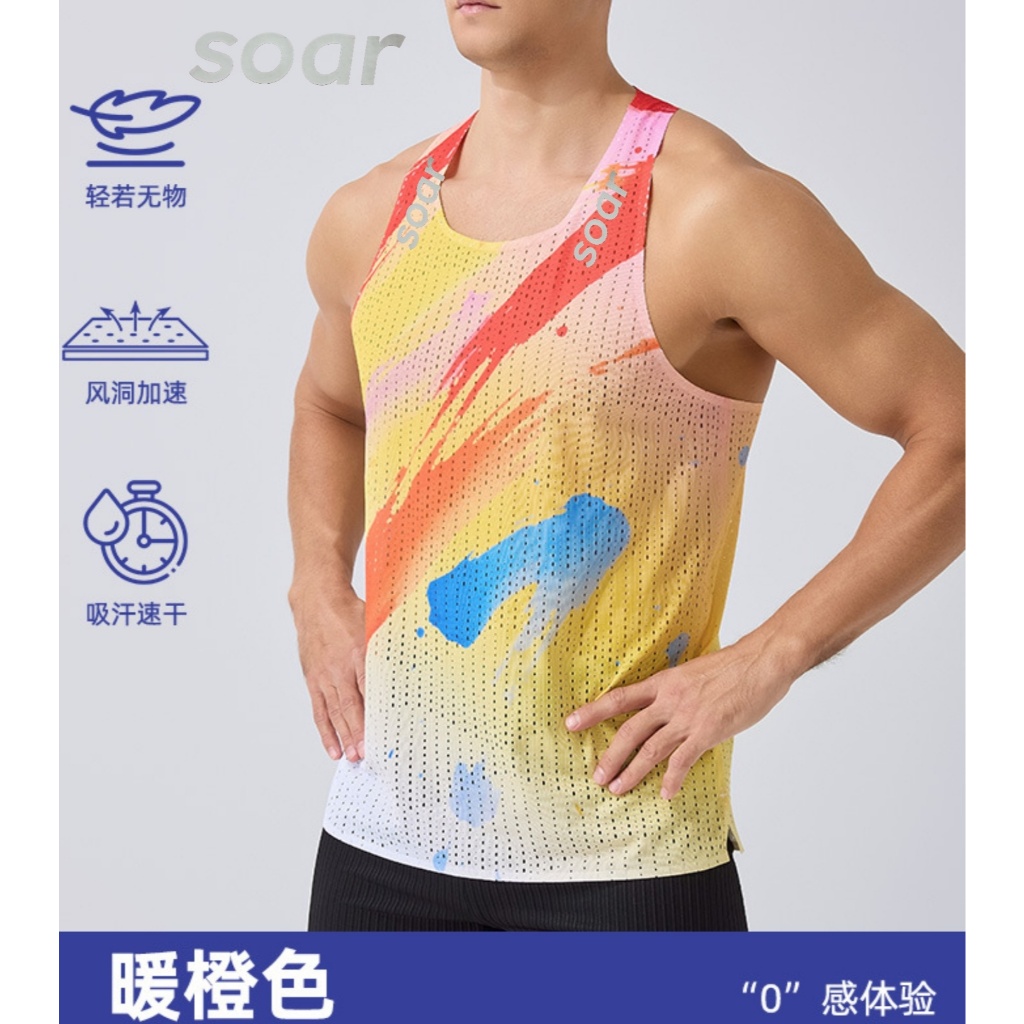 [Phong cách nhiều lớp] Sản phẩm mới Áo Vest chạy bộ ngoài trời phong cách nam Lưới có lỗ nhẹ thoáng khí Áo thun thể thao không tay Thể dục Marathon Quần áo khô nhanh