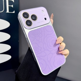 Ốp điện thoại gương bảo vệ tích hợp cửa sổ lớn cao cấp 3D hoa trà phù hợp cho iPhone 14, 15, 16, 17 Pro Max Vỏ silicon bao quy đầu đầy đủ