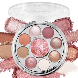 Bảng phấn mắt nướng UCANBE có má hồng, Bảng phấn mắt & phấn mắt hồng 9 màu, Sắc tố cao có thể pha trộn mờ lấp lánh kim loại lấp lánh, Xoay nhỏ gọn
