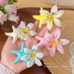 Kẹp Tóc Mỏ Vịt Phong Cách Dopamine Hình Sao Biển Hoa Dễ Thương Phụ Kiện Ghim Tóc Mai Cho Nữ Đi Biển Du Lịch