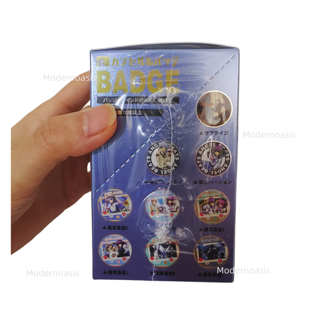 Angel Beats Anime Blind Box Huy hiệu 75mm + Bộ thẻ Mini 18 thiết kế sưu tập Merch