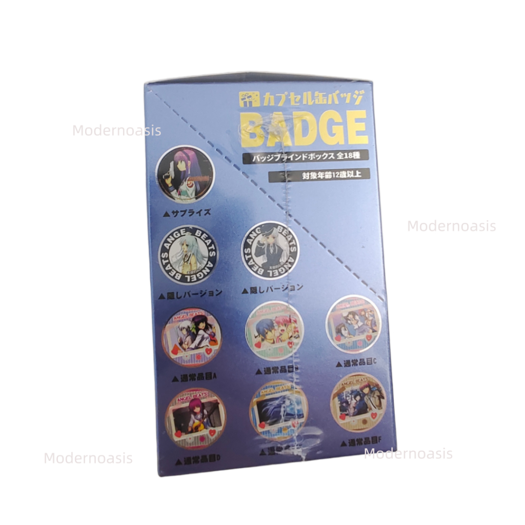 Angel Beats Anime Blind Box Huy hiệu 75mm + Bộ thẻ Mini 18 thiết kế sưu tập Merch