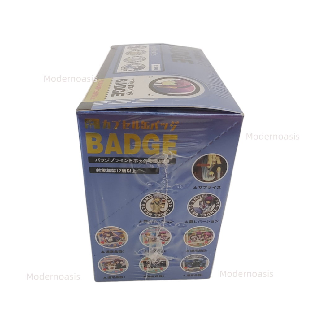 Angel Beats Anime Blind Box Huy hiệu 75mm + Bộ thẻ Mini 18 thiết kế sưu tập Merch