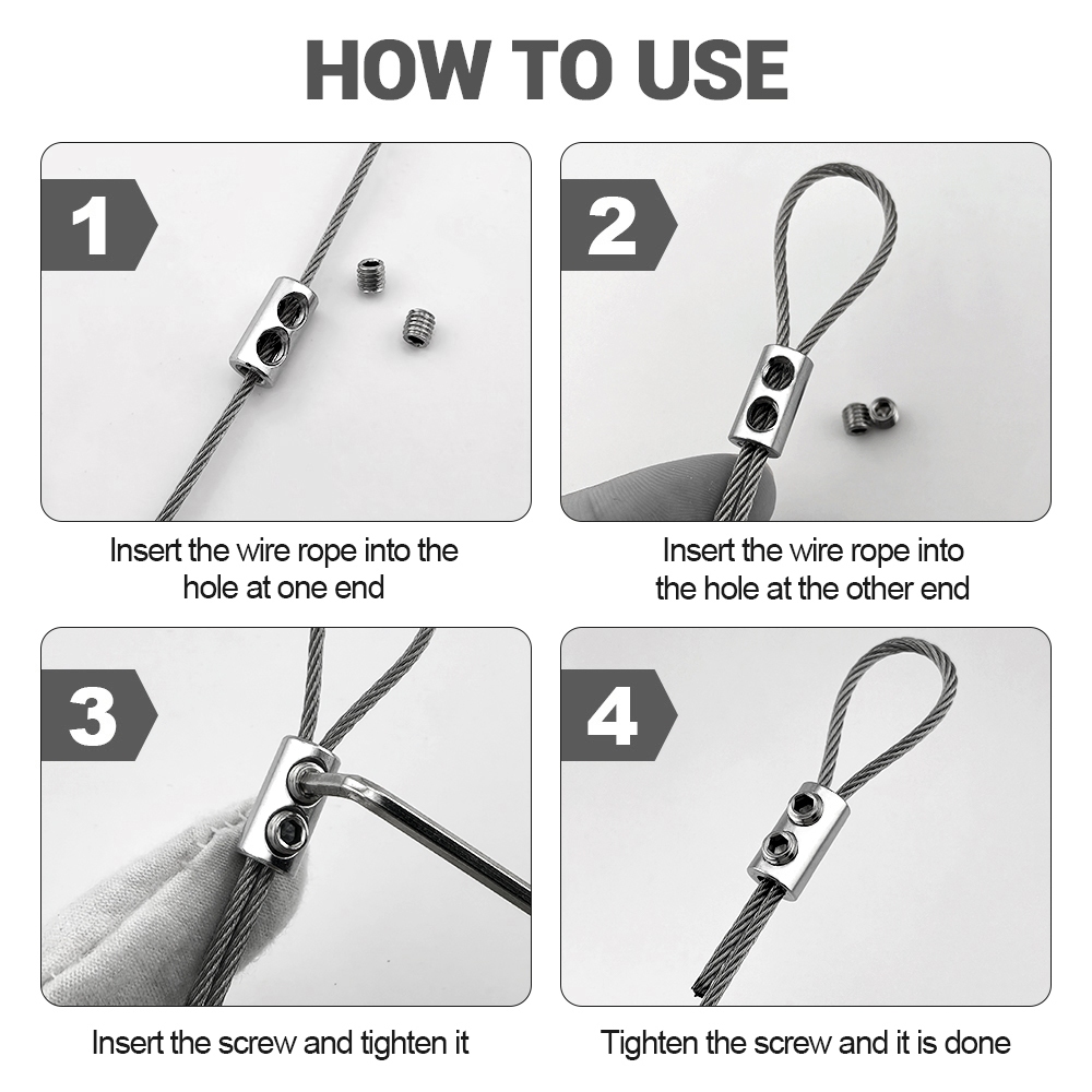 Bộ dây thép 304 Móc có thể điều chỉnh Cáp 1,5-4mm cho khung ảnh Đèn biển treo