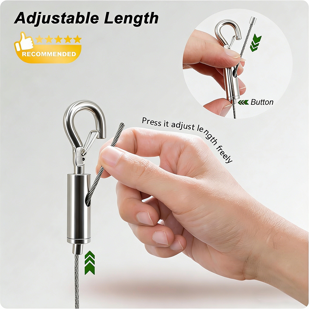 Bộ dây thép 304 Móc có thể điều chỉnh Cáp 1,5-4mm cho khung ảnh Đèn biển treo