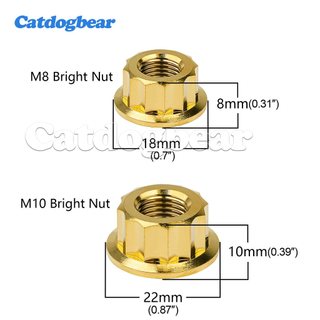 Đai ốc titan Catdogbear đa điểm mặt bích, phù hợp sửa đổi chốt trục sau cho xe máy, xe đạp và ô tô