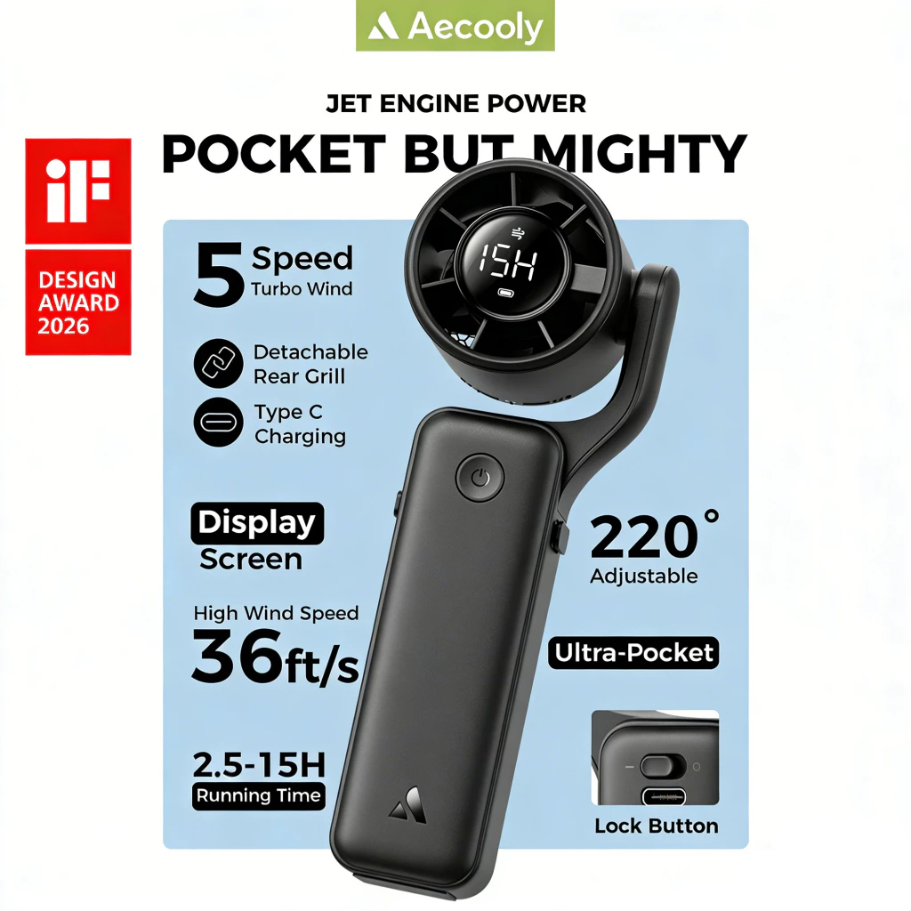Quạt Cầm Tay Mini Aecooly AirGimbal Quạt cầm tay cầm tayQuạt ống khí Turbo mạnh mẽ