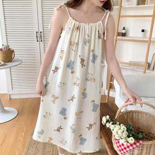 Đầm ngủ dáng dây cotton 100% bán chạy nhất | Đồ ngủ nữ mùa hè hot trend INS phong cách cá tính thời trang thoải mái