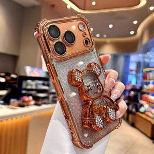 Giá đỡ gấu cát lún / Vỏ cứng lấp lánh tương thích cho iPhone 11 pro max 12 pro max 13 pro max 14 pro max 15 pro max 16 pro max 17pro max