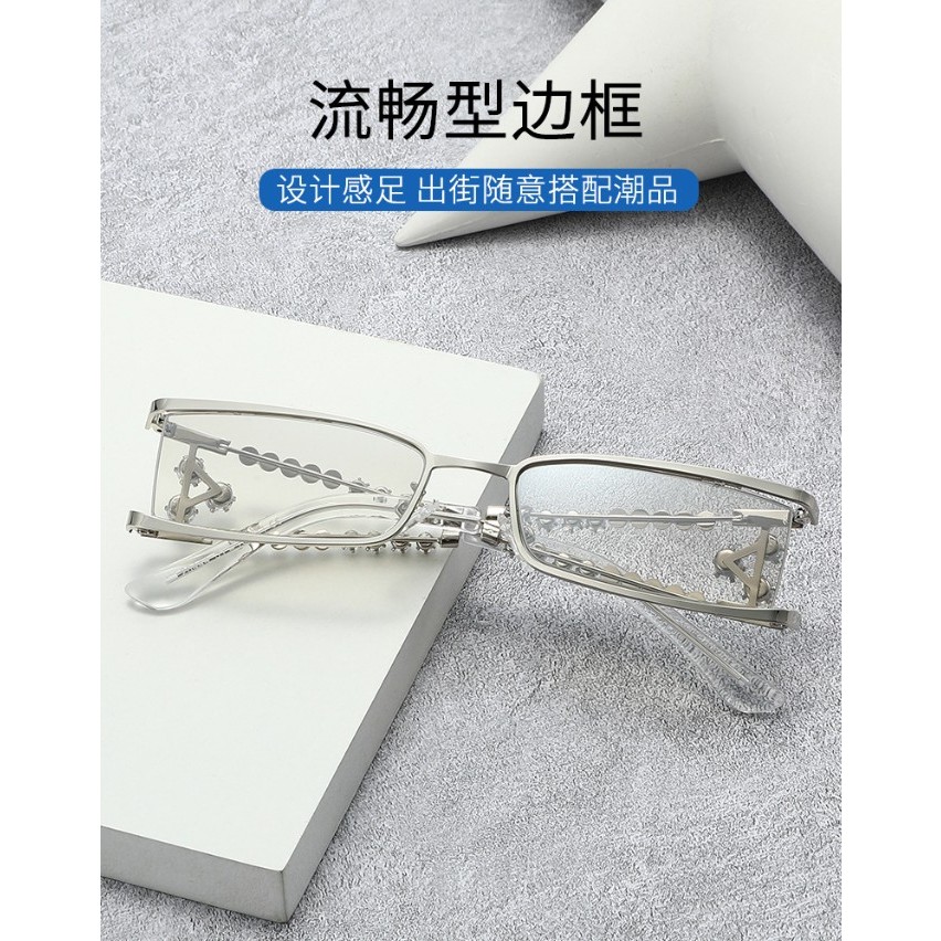 Khung Kính Rỗng Nhỏ Bằng Kim Loại Với Chi Tiết Giống Kim Cương, Chặn Ánh Sáng Xanh