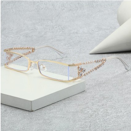 Khung Kính Rỗng Nhỏ Bằng Kim Loại Với Chi Tiết Giống Kim Cương, Chặn Ánh Sáng Xanh